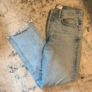 AGOLDE Riley High Rise Straight Crop in Zephyr